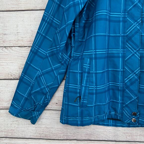 Columbia Plaid Omni Tech Snowboard Ski jacket Womens Medium Blue Interchange - Picture 5 of 16